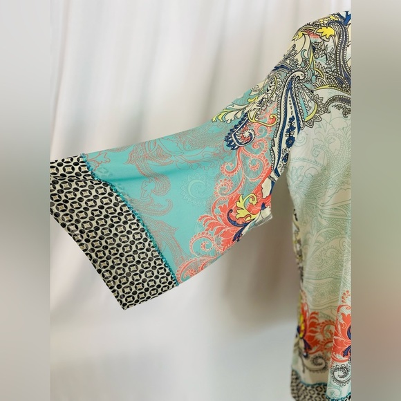 Soft Surroundings Colorful Paisley Open Front Cardigan (755) - Picture 5 of 13